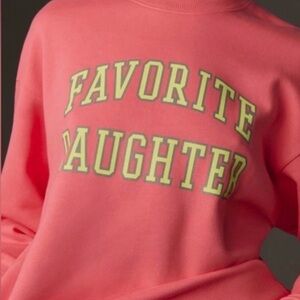 Favorite Daughter Pink Sweatshirt with Green Lettering